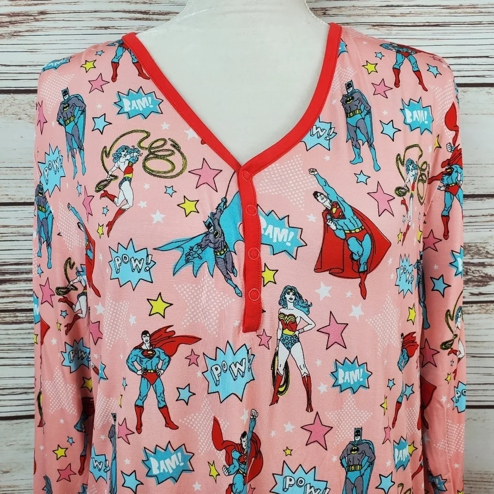 NWT Little Sleepies Womens Large DC Justice League 2-PC Pajamas Top Pants #59